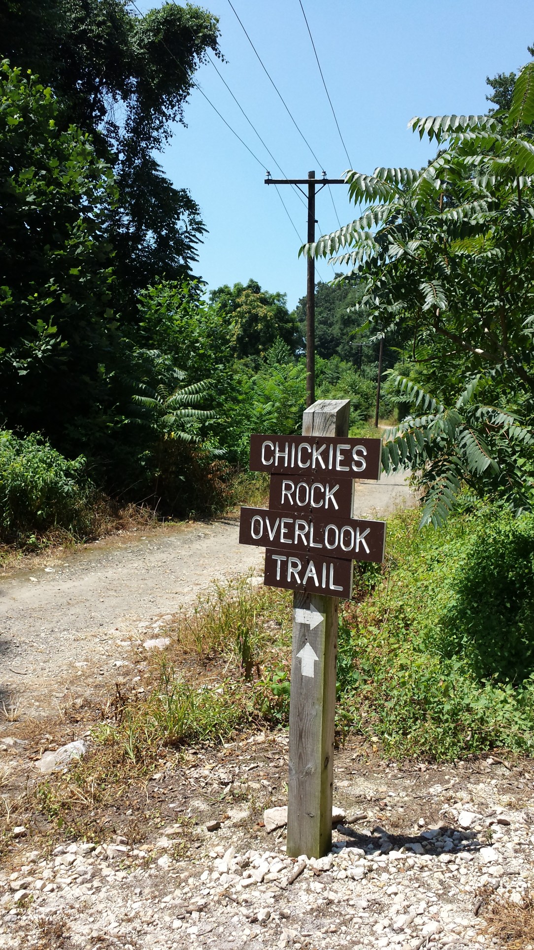 The trail to Chickie's Rock is pretty basic, and somewhat industrial looking. 