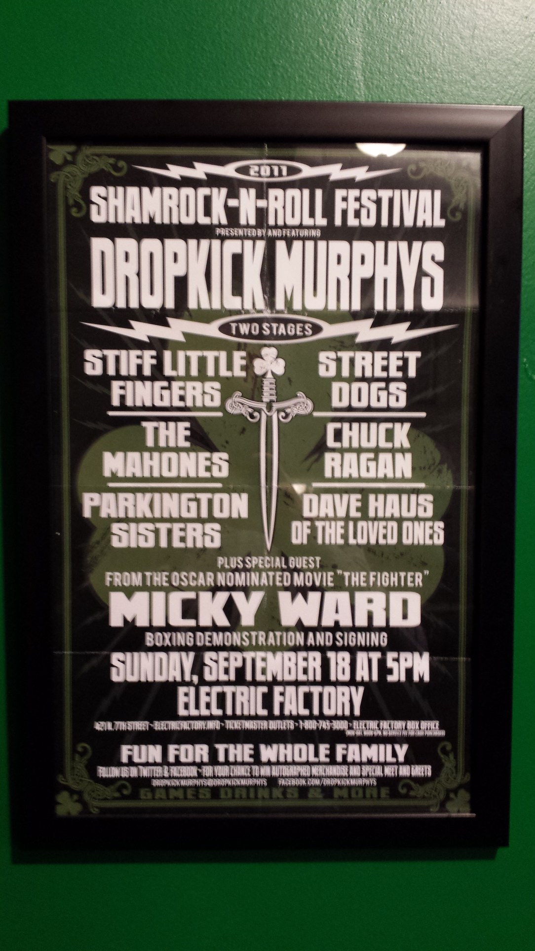 The Sham Rock n Roll Tour poster that hangs in my bedroom.