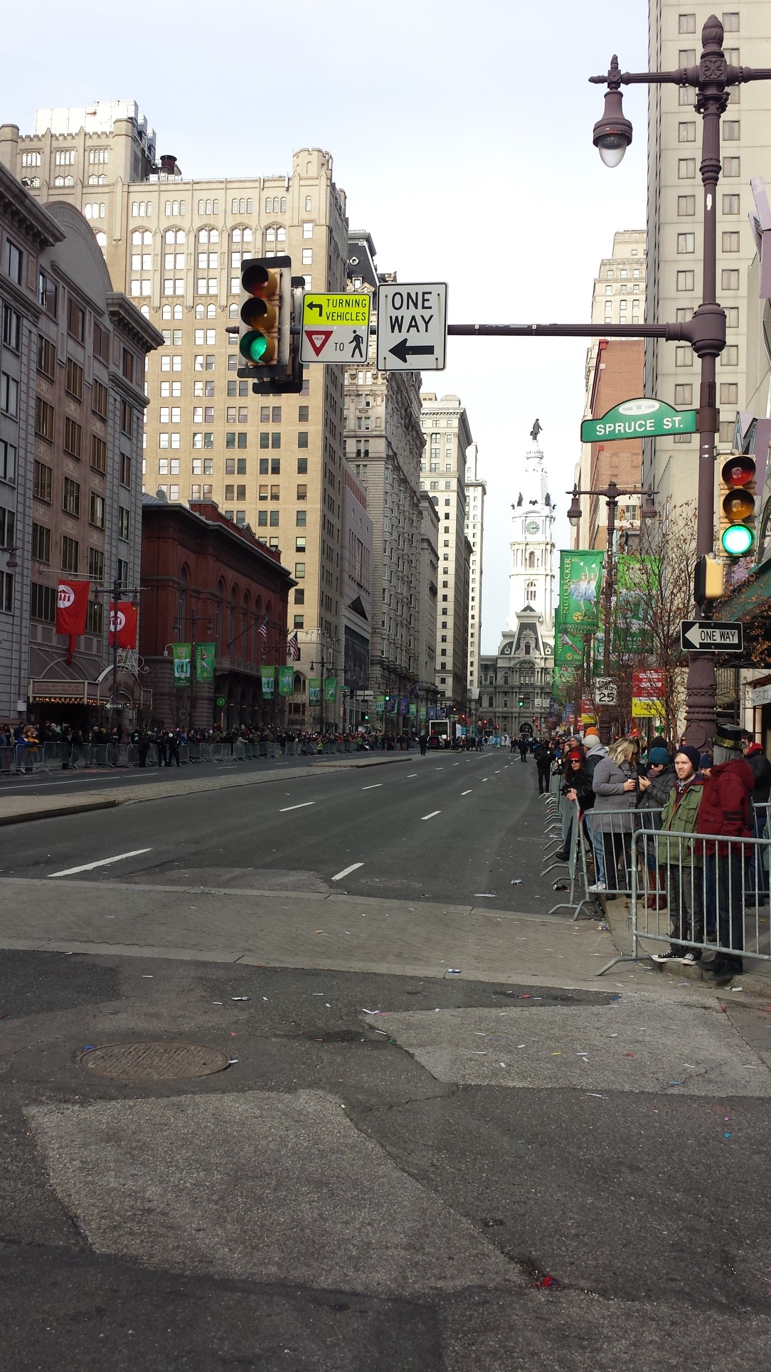 A view of City Hall down Broad Street.