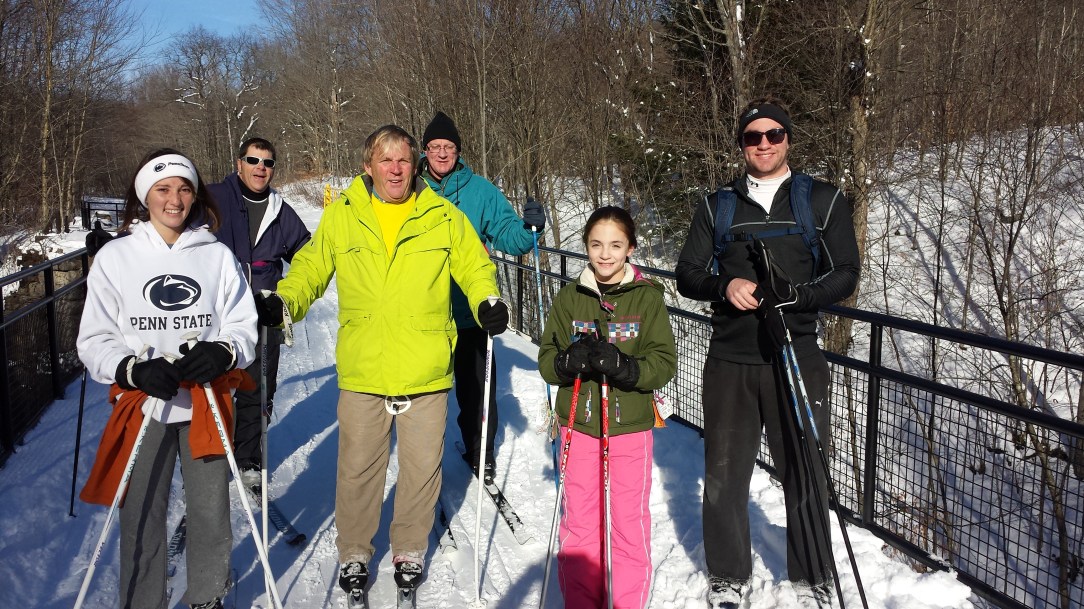 XC Skiing with my dad, cousin, uncle and some family friends (and my mom who's behind the camera).