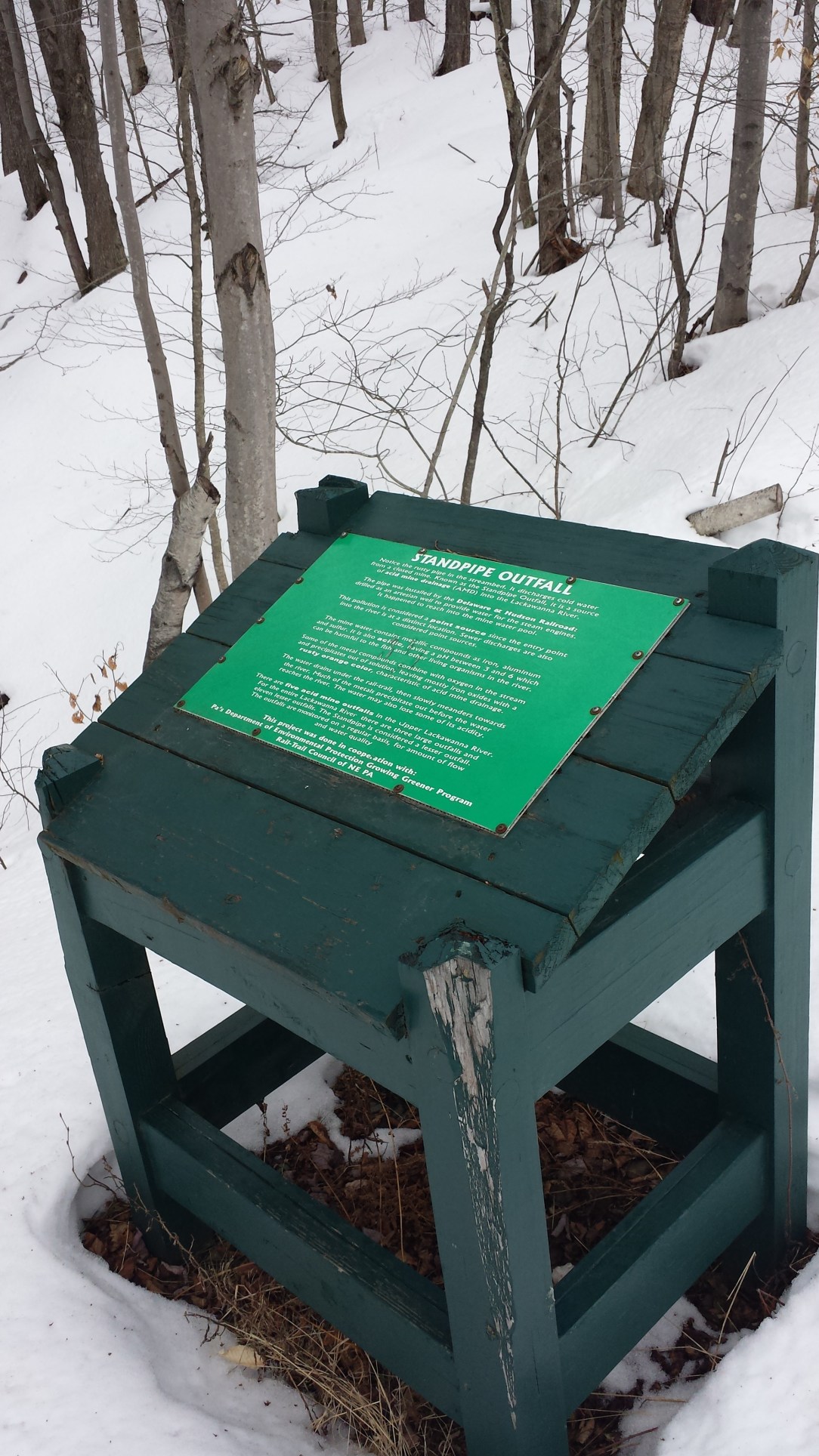 One of the placards located on the former D&H railroad bed, informing visitors of the area's mining history. 