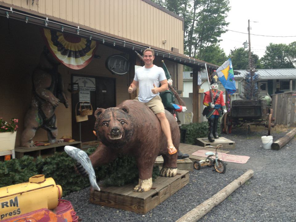 I'm not sure this if this was taken on Route 30 or not but it was taken on a state road in Central PA during a trip to Gettysburg two years ago. There was just a store on the side of the road selling large plastic animals like you'd see at a mini-golf course. See, weird. 