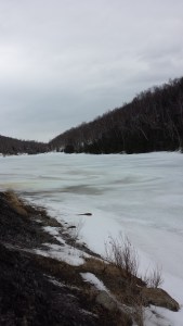 Cascade Lake, under the shadow of the mountain.