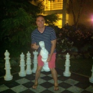 The hotel chess set. In other news, I have way too many pictures at night where I look like a wild animal.