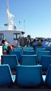 Ferry seat view-it may look boring, but there was a rather well lubricated older couple in front of us having a great time. 
