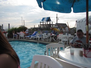 A little pool view with dinner.